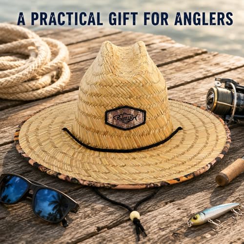 Image of Palmyth Straw Hat for Men & Women Sun Hats, Beach Hat, Fishing Hat Wide Brim UPF 50+ Sun Protection