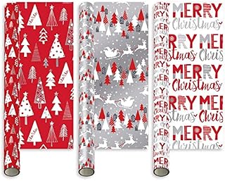 3 x 4M Wrapping Paper roll -Perfect for Christmas, Birthday, Festival, Party or Wedding Gift and Festive Decoration (1)