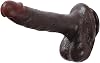 Dildo Negro Mediano de 8 Pulgadas, Ultra Realista: Silicona No Porosa, con Ventosa Fuerte - Juguete de Pene Ideal para Mujeres y Parejas - Consoladores. Lossless No.29. 1