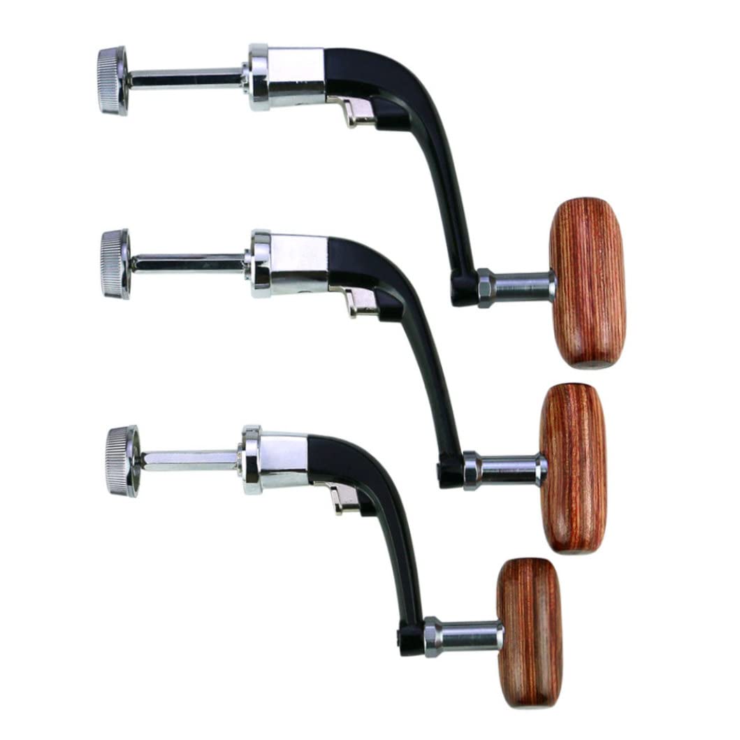 Aetherize Fishing Spinning Reel Handle Rotary Foldable Non-Slip Fishing Reel Grip with Wooden Knob 3PCS Large handle