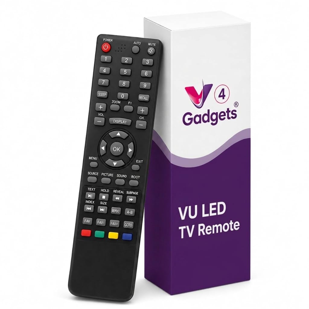 v4® compatible replacement remote control for vu led tv (please match the image with your old remote) - black