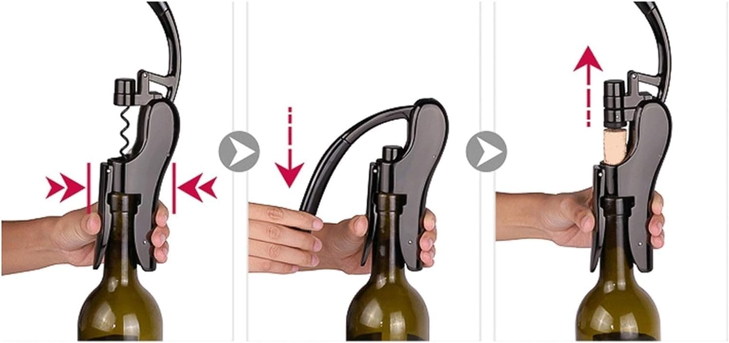 Apribottiglie Cavatappi for Vino Cavatappi Verticale Compatto Cacciavite for Vino Portatile Tappo for Uso Domestico Cavatappi for Vino (Nero) I Migliori apribottiglie