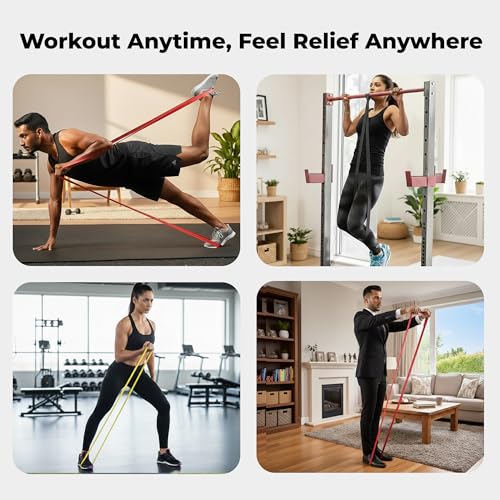 Image of Resistance Bands Set of 3 (Light to Heavy), Pull Up Bands for Unisex,Exercise Bands for Strength Training,Home Workout,Gym Fitness, Stretching,Mobility,Yoga, Crossfit & Physical Therapy