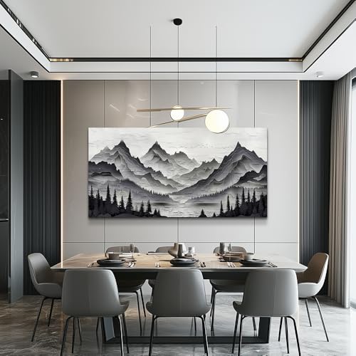ZUITINGHUA Large Wall Decor For Living Room Canvas Wall Art For Office Modern Wall Decorations For Bedroom Black Mountains Landscape Painting Farmhouse Pictures Artwork Room Home Decor 24x48 In