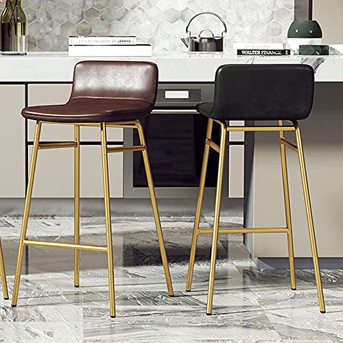 Tabourets de bar en cuir PU et métal doré pour comptoir
