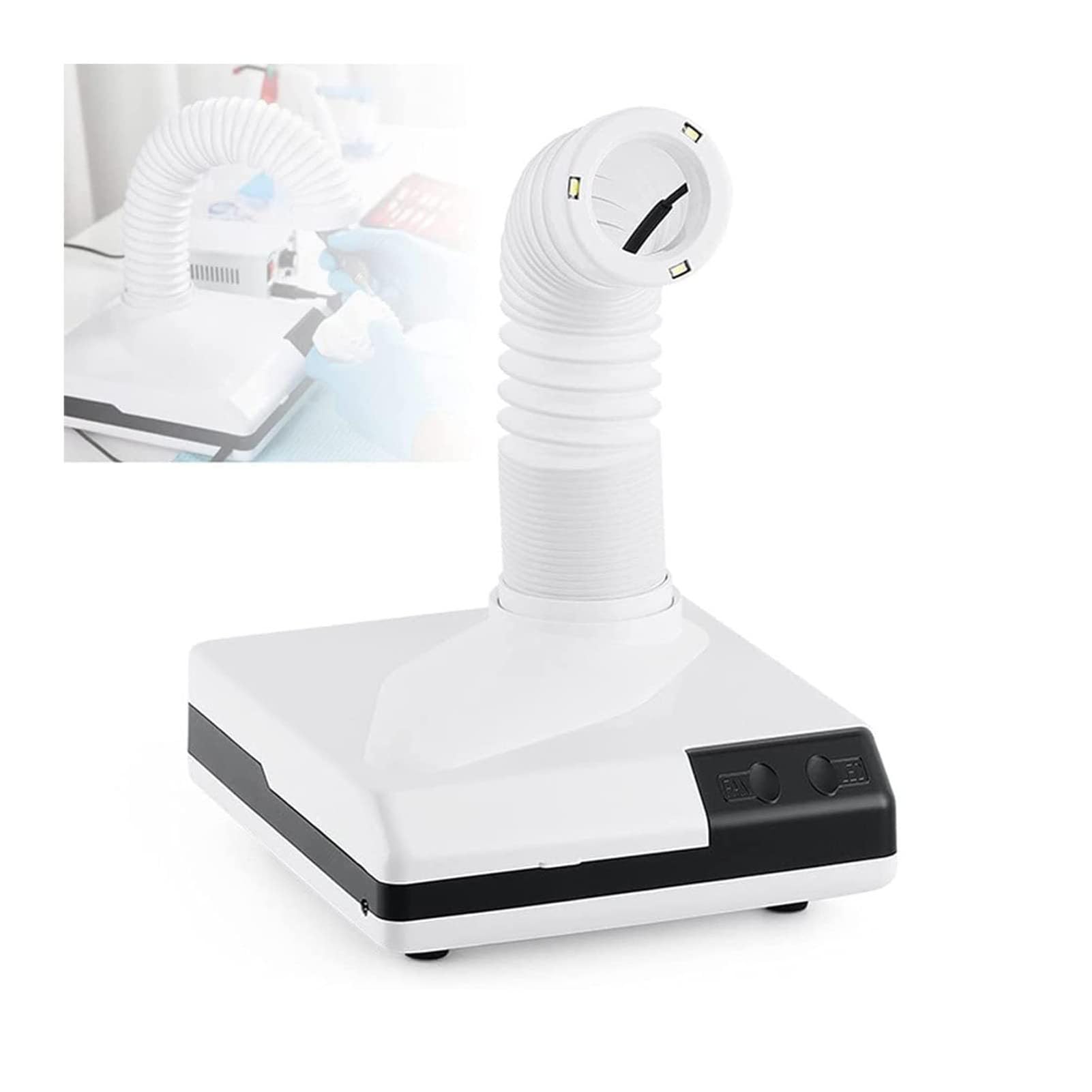 Aspirapolvere portatile da scrivania, collettore di polveri da laboratorio con tubo retrattile e LED, girevole a 360°, per laboratorio odontoiatrico e salone di bellezza