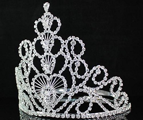Miniatura 3 de Corona completa corazones transparentes austriacos diamantes de imitación de cristal tiara diadema diadema reina nupcial boda baile de fin de curso