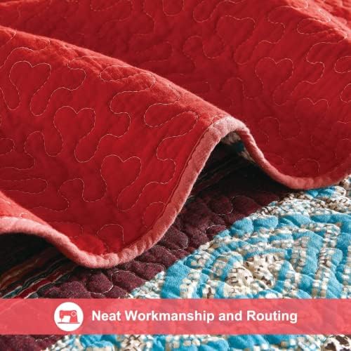 Qucover Narzuta na łóżko pojedyncze, w stylu boho, w paski, 100% bawełna, pikowana narzuta na łóżko, pojedyncza, 150 x 200 cm, zimowa pikowana narzuta na łóżko, duża narzuta na sofę, do