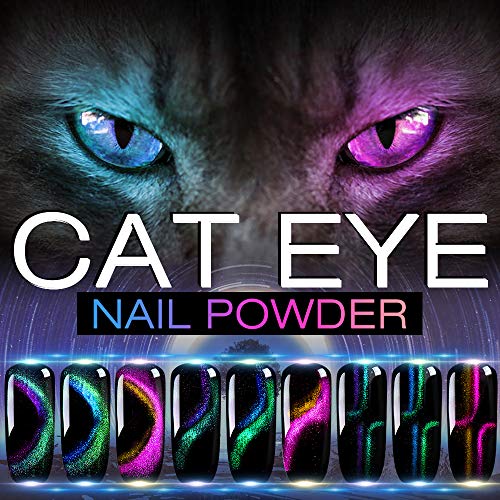 Cat Eye Chrome Nail Powder - 3PC Get Cat Eye Effect and Chameleon Mirror Effe...