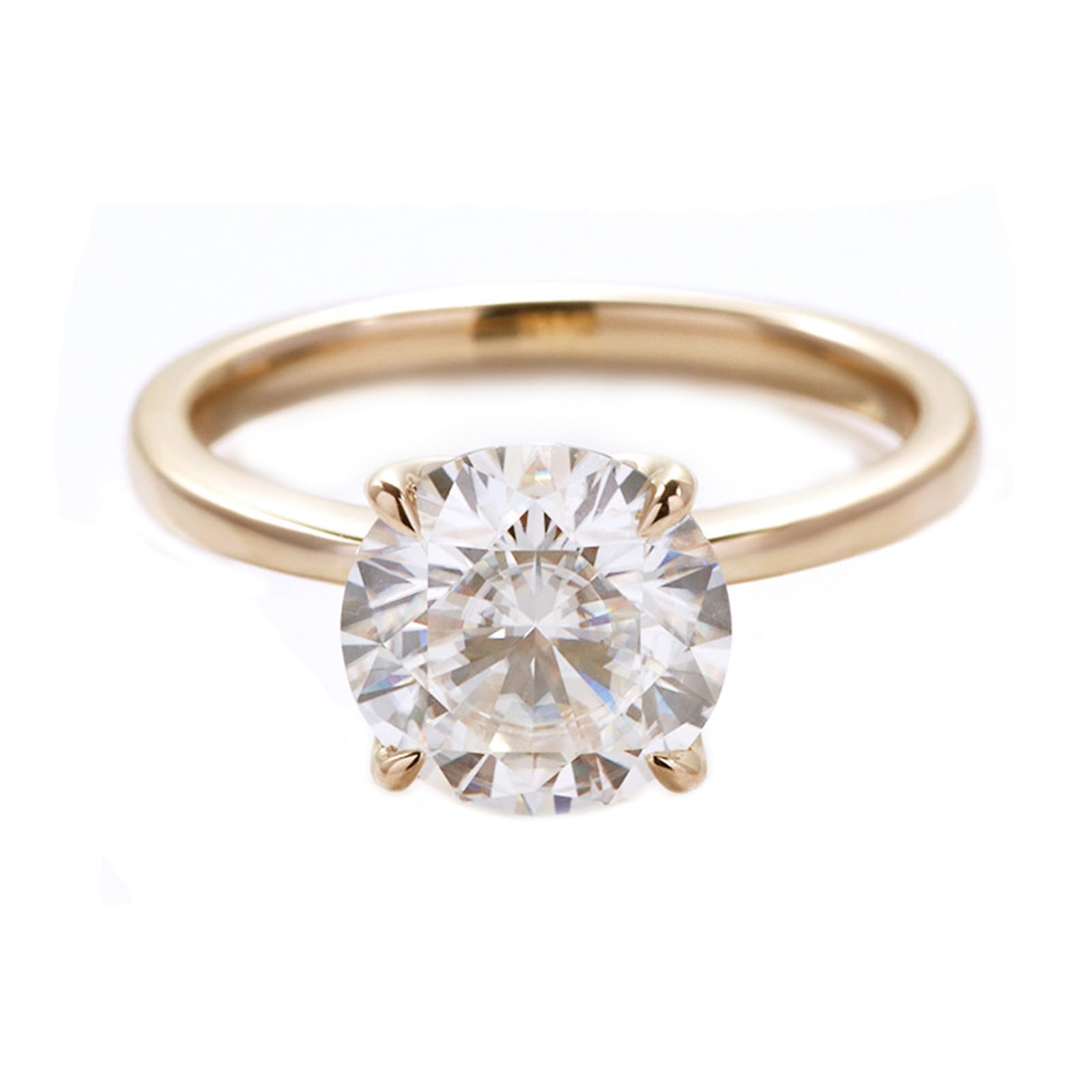 Anillos apilables para mujer, anillos para mí, solitario clásico con moissanita redonda de 4 garras, 1,2 quilates