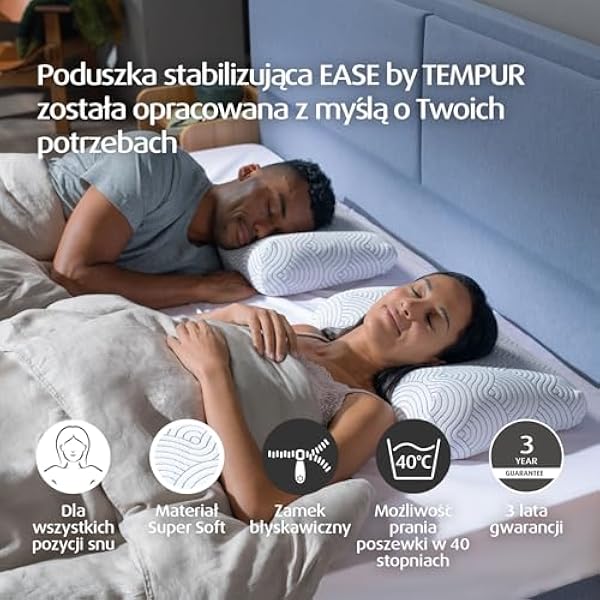 TEMPUR EASE — подушка для сна из пены с эффектом памяти, эргономичная подушка для поддержки шеи в любом положении во время сна, жесткая, 50 x 31 x 10/5 см, белая