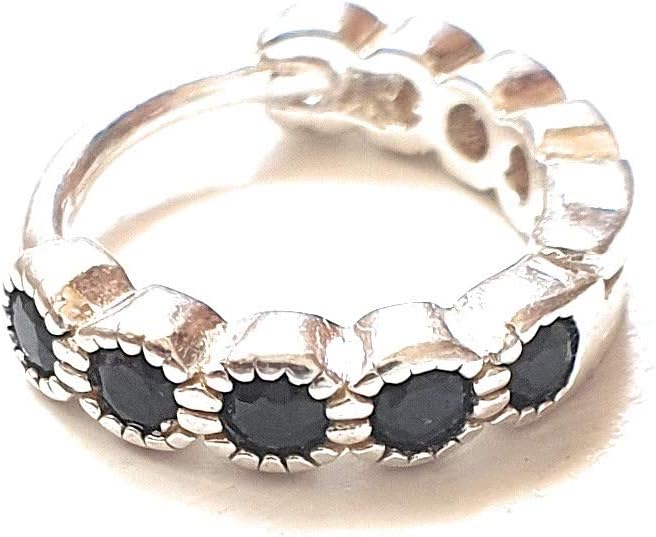 Helix piercing Black Diamonds bezel setting Silver Pave Cartilage Hoop Earring Hex CZ