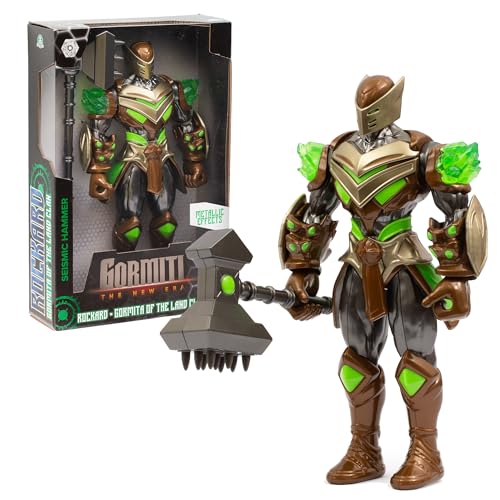 GORMITI THE NEW ERA, Rockard Glen Earth Clan Action Figure, 27cm Articulated Hero with Bronze Green Armour and Seismic Hammer Accessory, Collectible Toy for Kids Aged 4+