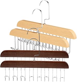 Multifunctional Non-Slip Storage Hangers, Anti Slip Multi Hook Coat Rack, 360 Degree Space Saving Hangers with 8 Hooks, Wooden Coat Rack for Home Closet Clothing Storage Organization(Brown*2+Beige*2)