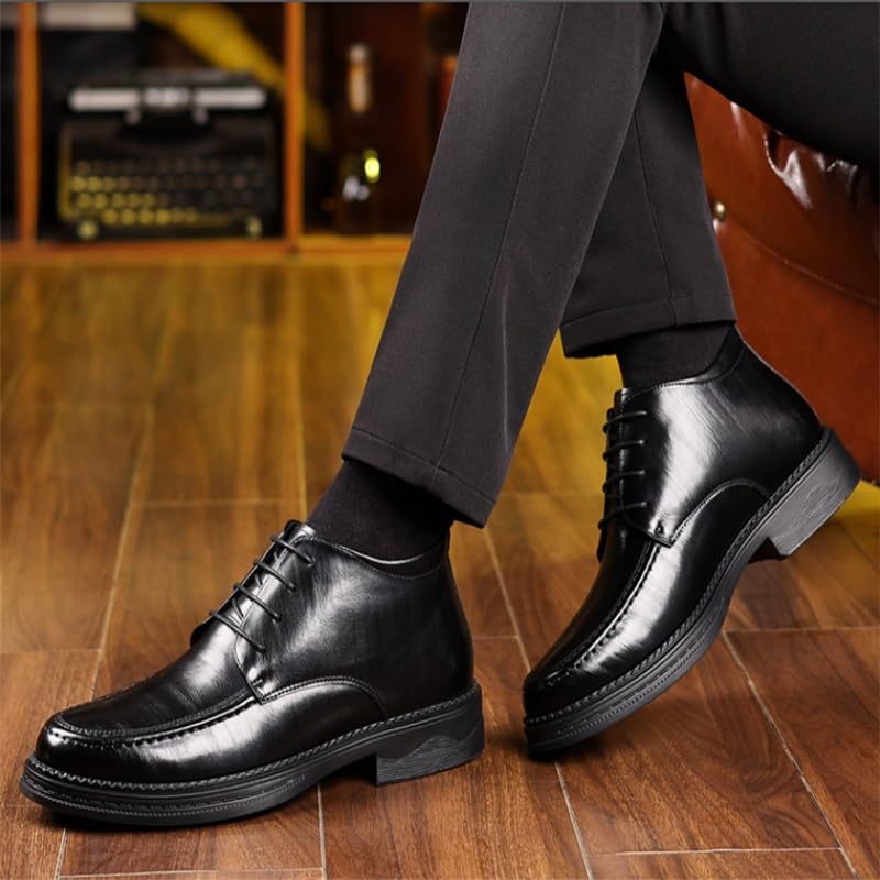 Fashion Closed Pointed Toe Oxford Dress Shoes Men's Leather Warm Lined Shoes Men Low Top Anti-Slip Outdoor Snow Casual Booties4