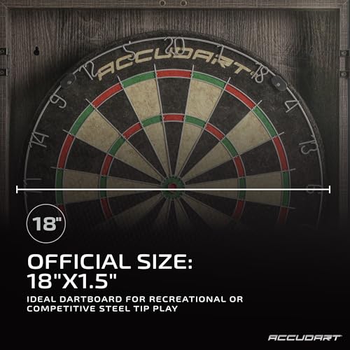 Accudart Armada Official 18 Bristle Dartboard Cabinet Set - Self-Healing Sisal with Wall Mount and Bounce-Out Reduction Features