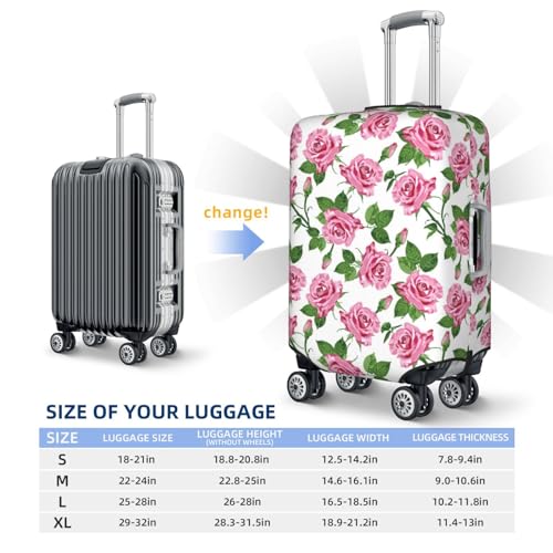 Travel Luggage Cover Protector - Green Pink Rose Flowers Anti-Scratch Suitcase Covers Fits 18-32 Inch Luggage2