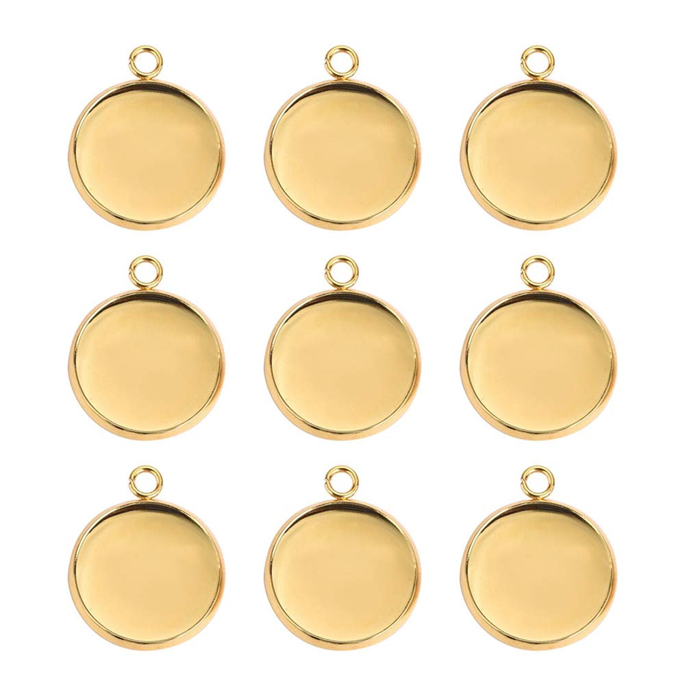 mwellewm 100 Pieces Pendant Trays Fit 12mm Stainless Steel Round Blank Bezel Blanks Trays Pendant for Jewelry Making Tool and DIY Craft