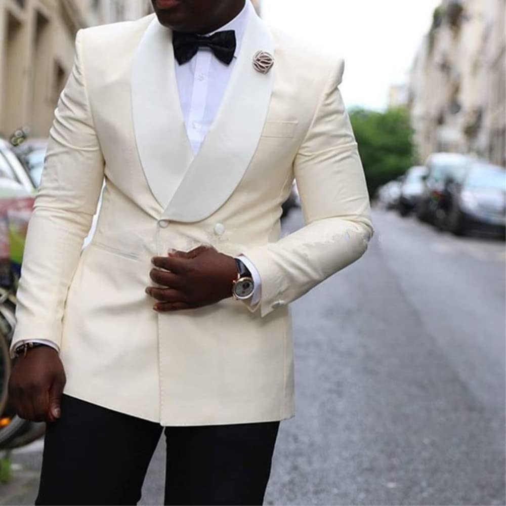Ulnomio Hommes Blazer à Revers châle Veste à Double Boutonnage pour Bureau décontracté