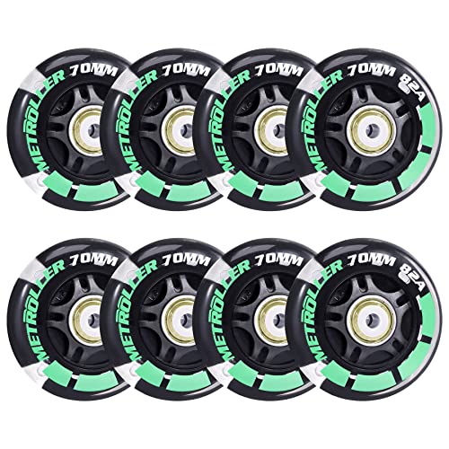 Metroller 8 Pack 70Mm Light Up 82A Inline Skate Wheels With Abec-7 Bearing, Indoor Outdoor Inline Skate Wheels Replacement Roller Blade Wheels Without Tool #TOP10