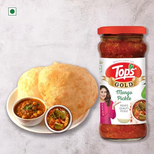 Image of TOPS Gold Mango Pickle - 375 gm Glass Bottle | Prepared with the goodness of Mustard Oil | Handpicked ingredients.
