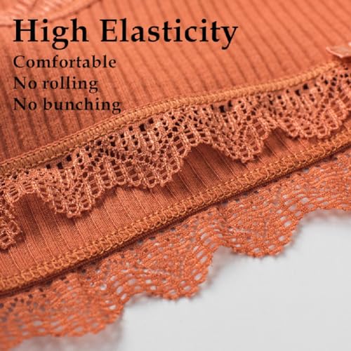 Teen Girls Soft Ribbed Cotton Panties Breathable Comfort Lace Trim Hipster Panties3