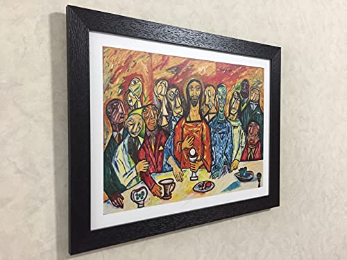 Image of Decoratus� *A Monumental Reinterpretation of Leonardo Da Vinci's Last Supper* (1990)- Painting by F. N. Souza, Wall D�cor Frame. Matt Satin Print with MDF & 2 inchPS Black Frame. Size 16 inchx21 inch