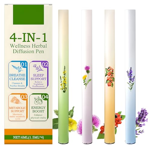 4PCS Herbal Diffuser Pen Flavoured Air Inhaler Breathing Aid & Oral Freshening