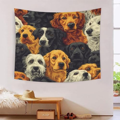 Tapisserie Golden Retriever 180x230cm pour cacher un mur blanc sans peinture ni travaux lourds
