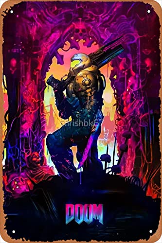 DOOM Slayer Poster Vintage Retro Metal Sign 8x12 Inch Man Cave Home Wall Decor