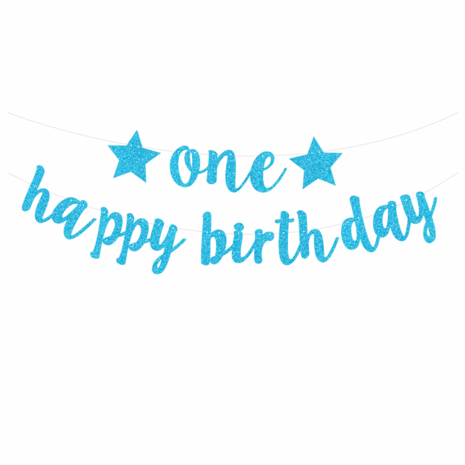 1. Geburtstag Banner „One Happy Birthday“ – Blaue Glitzer-Wimpelkette Für Jungen (3 M)