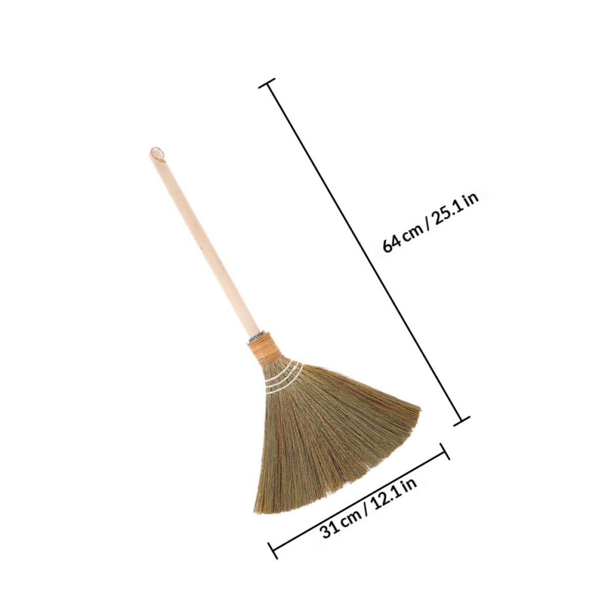 Escoba De Maíz Tejida a Mano Desmontable Grande 64 Cm Ligera De Fibras Naturales Suaves Para Limpieza Doméstica y Patios—herramienta Tradicional De Barrido Multifuncional