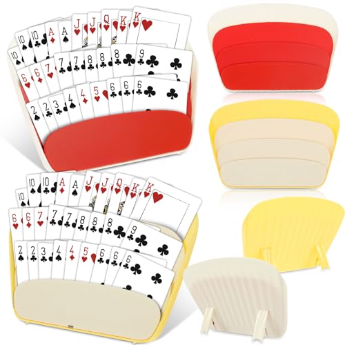 6Pcs Playing Cards Holders, Plastic 3 Layers Storage Game Deck Tray, Free Hands Deck Holders, Standable Tabletop Stand, Hands Cards Tray for Poker Parties Adults