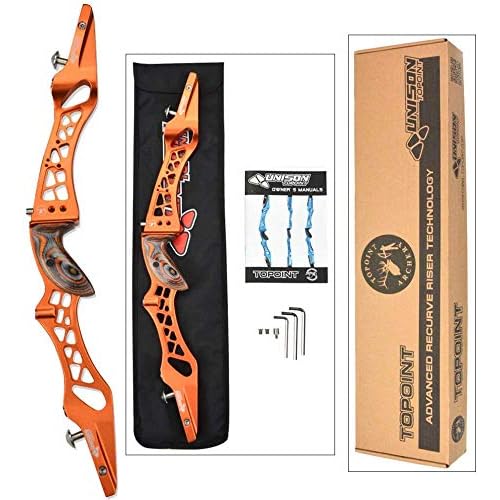 AMEYXGS Bogenschießen Recurve Bogen Riser 25" Targeting Takedown Aluminium CNC Recurve Bogen Handle ILF Gerät für die rechte Hand (Rot)