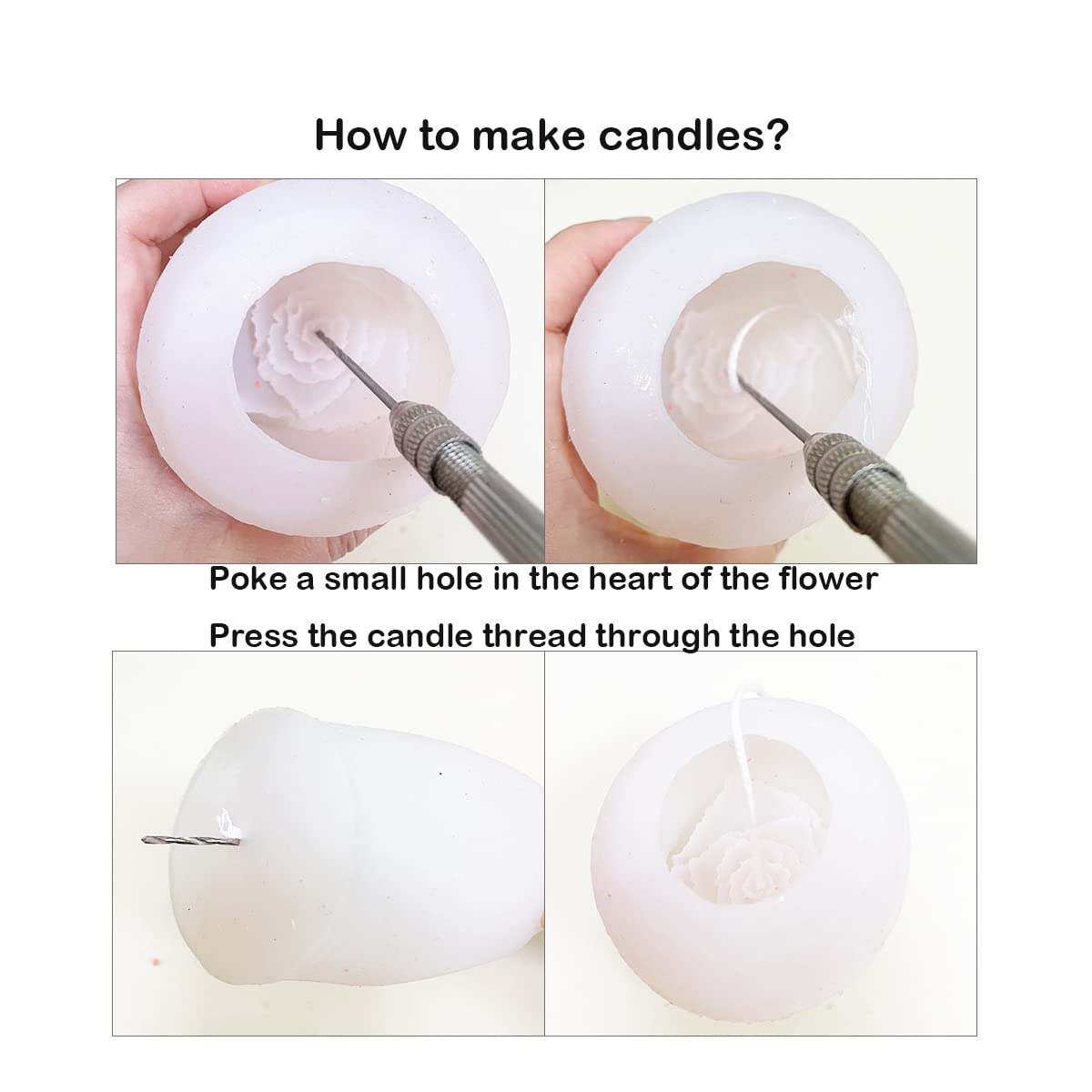WYAHYQ 2Pcs Candle Moulds Silicone Flower Moulds for Candle Making Roses2.16inch Peony3.94inch Candles Gifts for Women - Image 2