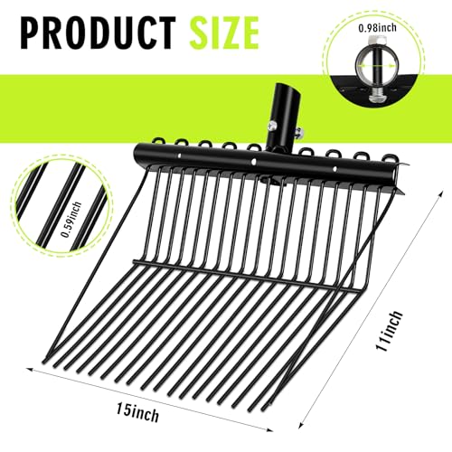 Tandefio 2 Pcs Metal Fork Head Manure Pitch Fork Replacement Head Horse Rake Bulk with Angled Tines for Horse Stall Picking up Manure Garden Animal Husbandry (Black)