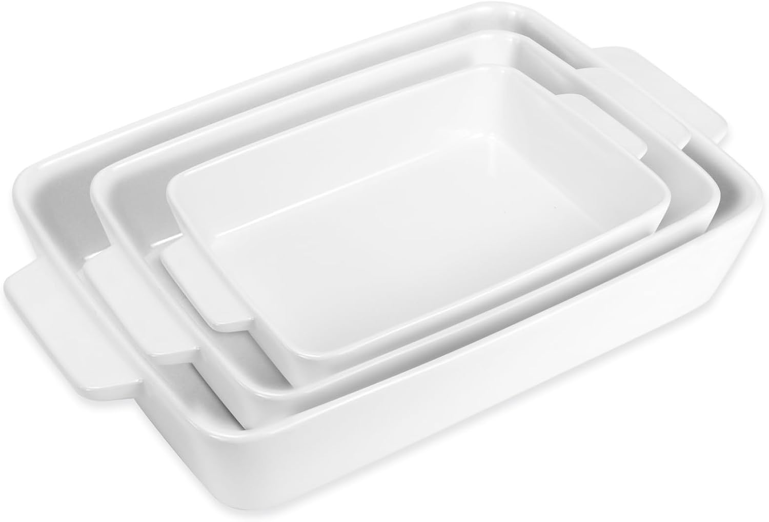3 Pack Ceramic Casserole Baking Dishes with Handles, Lasagna Pans