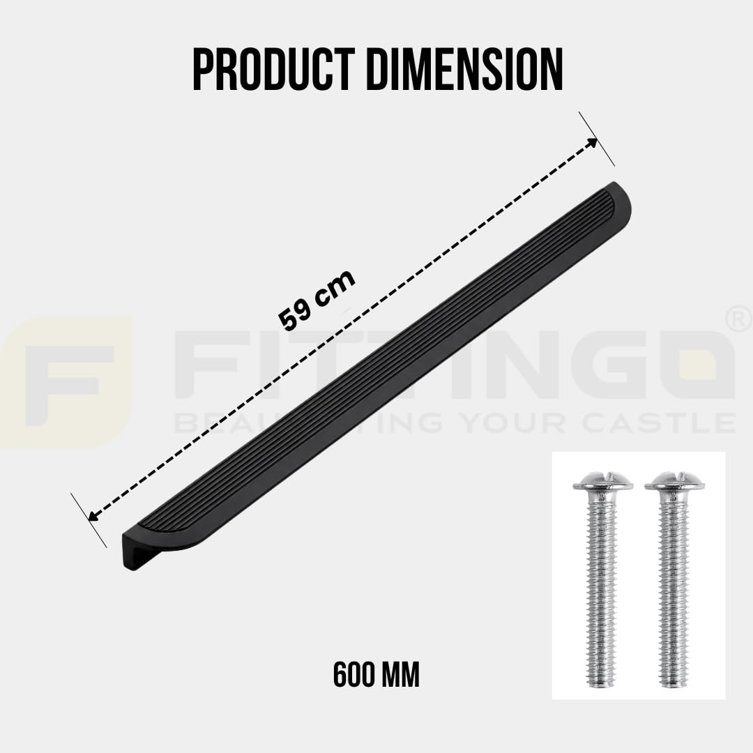 VEZEL 600mm Aluminium Wardrobe Handle, Silk Black, Pack 2 — Amazon image 2