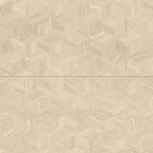Sensi Roma 24" x 48" Satin Porcelain Cube Deco in Cream