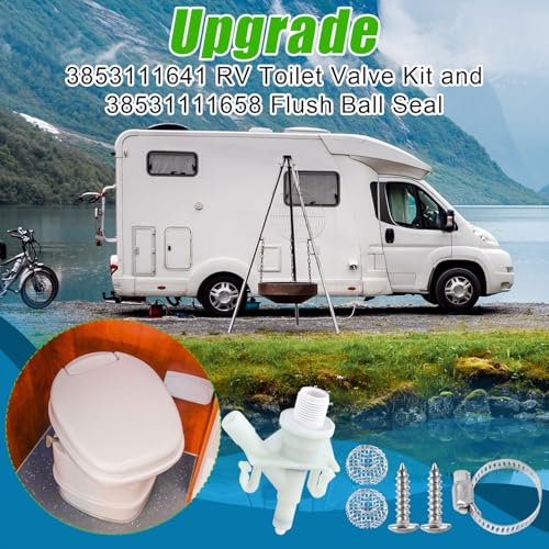 Image of Gosknor RV Toilet Valve Replacement Kit, RV Toilet Foot Flush Valve Compatible with Dometic 300 310 320 RV Toilet Parts for RV Toilets & Marine Toilet