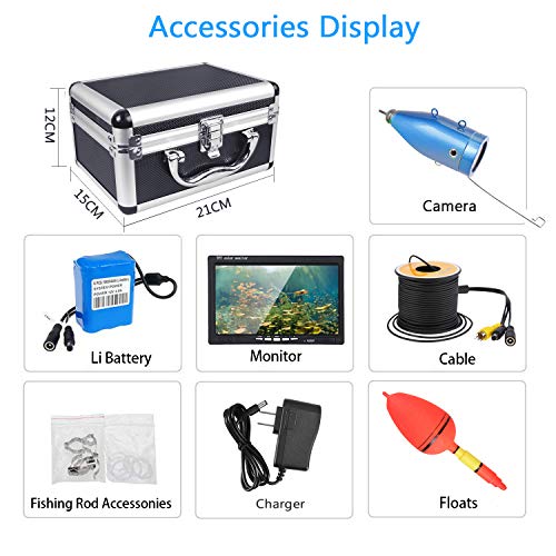 Anysun Underwater Fish Finder - Professional Fishing Video Camera with 7" TFT Color LCD HD Monitor 700TVL, CCD 15M Cable Length with Carry Case - Fun to See Fish Biting - Thumbnail 5