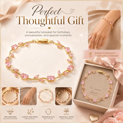 Image of Shining Diva Fashion Tulip Bracelet for Women, Floral Crystal, Anti Tarnish Jewellery Stylish Bracelet Gifts for Girls