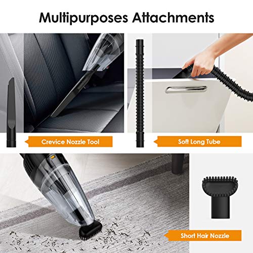Handheld Vacuum Cleaner Cordless,AUCEE 9000PA 120W High Power Portable Hand Vacuum Cordless Rechargeable Wet Dry Vacuum with Stainless Steel Filter 2x2600mAh Lithium Battery Mini Hand Vac Car Pet Hair - Thumbnail 2