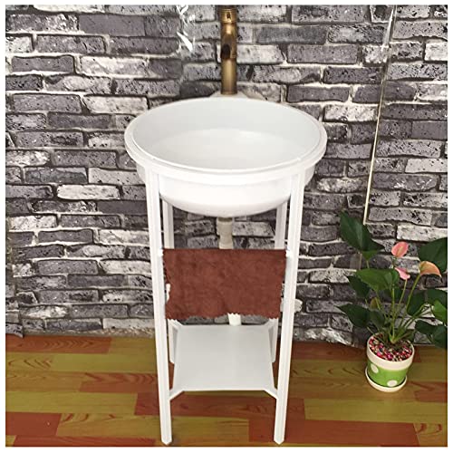 Meuble-Lavabo De Style Industriel Avec Lavabo, Armoire De Lavabo Moderne Avec Robinet Et Drain Meuble De Rangement De Salle De Bain Autoportant Sous Évier 18,1 X 18,1 X 33,4 Po, Blanc, Sans Miroir Cover