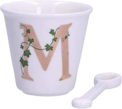 LA PORCELANA WHITE - UNIQUE M Glass Cup with Spoon 75 Cc in Gift Box