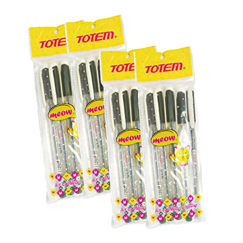 Image of TOTEM Meow Ball Pens | 20 Black Ink Pens | Lightweight Design | 0.7 mm Tip | Pens for Writing | Cute & Stylish Matte Body | Cat Lovers | Ideal for School, Office & Business | Stick Pens Set