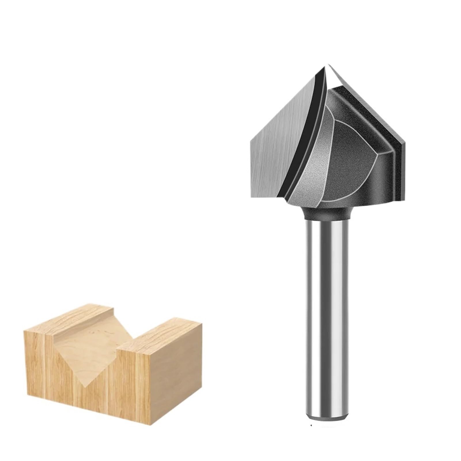90 Degree Chamfer Router Bit - 6mm & 12mm Shank V Groove Engraving Woodworking Milling Cutter,1pcs(6x22.2mm)