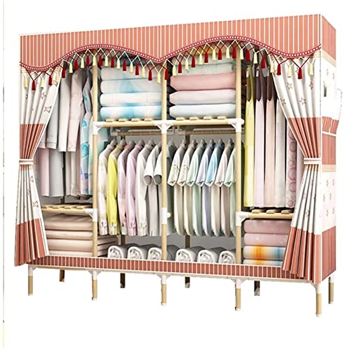 Armario portátil de tela y madera 170x125 cm para dormitorio con percha integrada