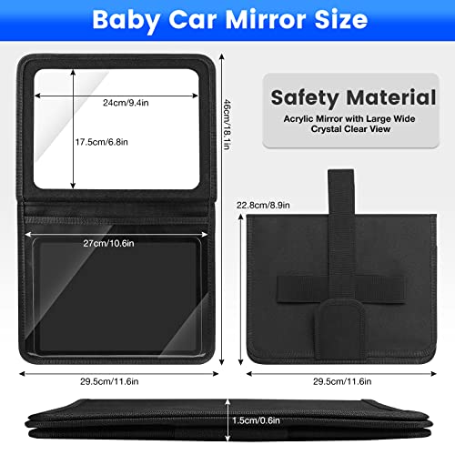 Brislut Baby Car Mirror with Adjustable Tablet Holder, Road Trip Essentials for Kids, Backseat Mirror to See Rear Facing Infant, Ipad Case for Car Headrest - Thumbnail 3