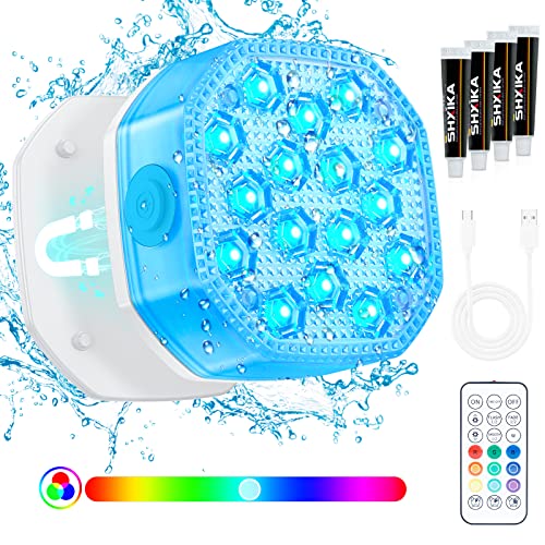 Maxsure 4 Pack waterproof Pool Lights (upgraded）with Remote, Rechargeable IP68 Submersible Led Light,Timer option,16 RGB Colors Underwater Lights for Pool,Pond,Hot Tub,Party &Garden Decor Spa,Aquarium